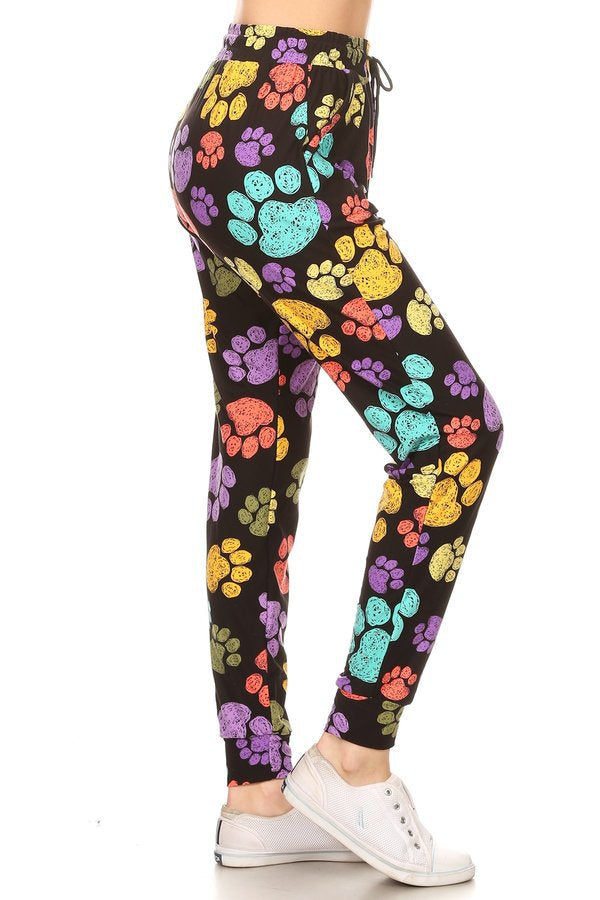 Legging Material Jogger Pant Scribble Paw Prints