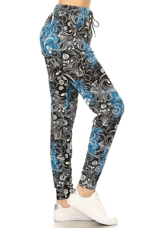 Legging Material Jogger Pant Blue Paisley