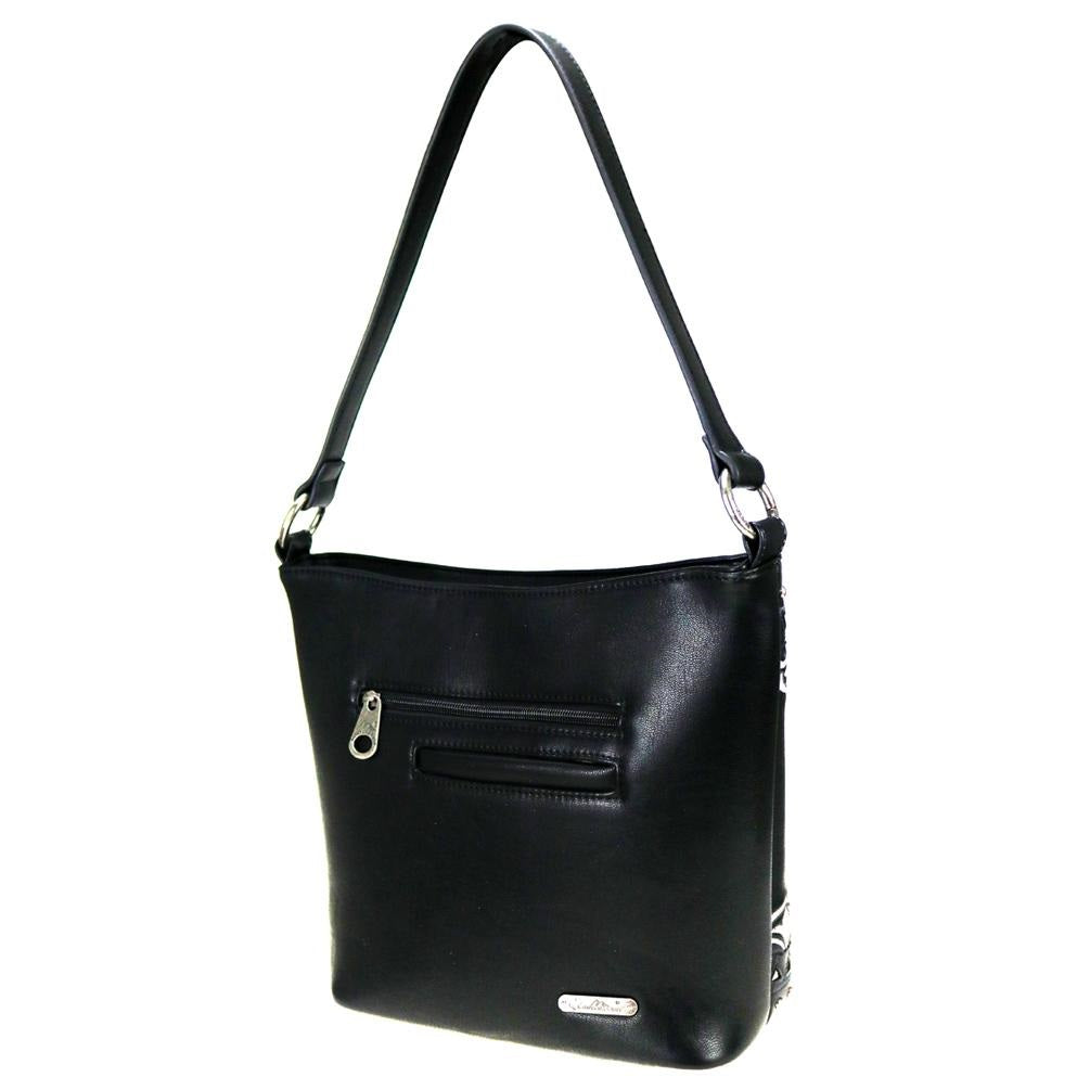 Embroidered Black Concho Handbag