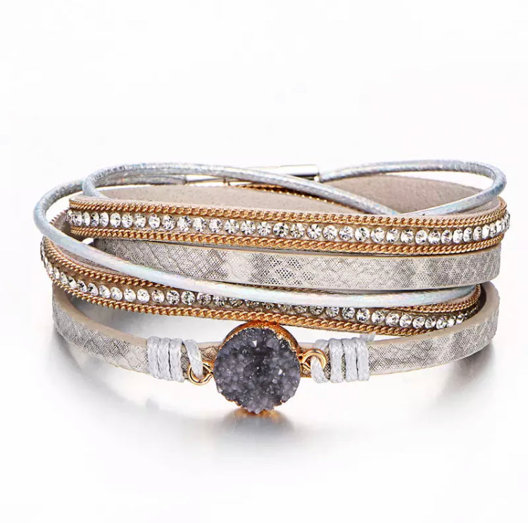 Magnetic Druzy Amethyst Wrap Bracelet