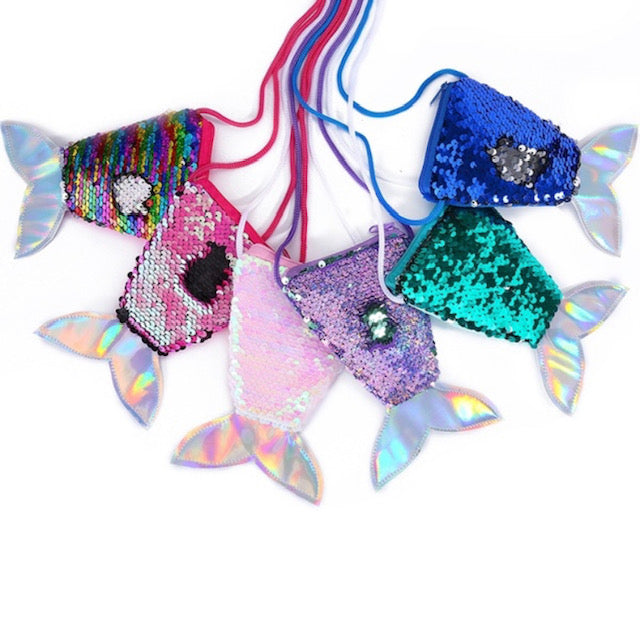 fish, purse, mermaid, sequins, kids, girls, accessories