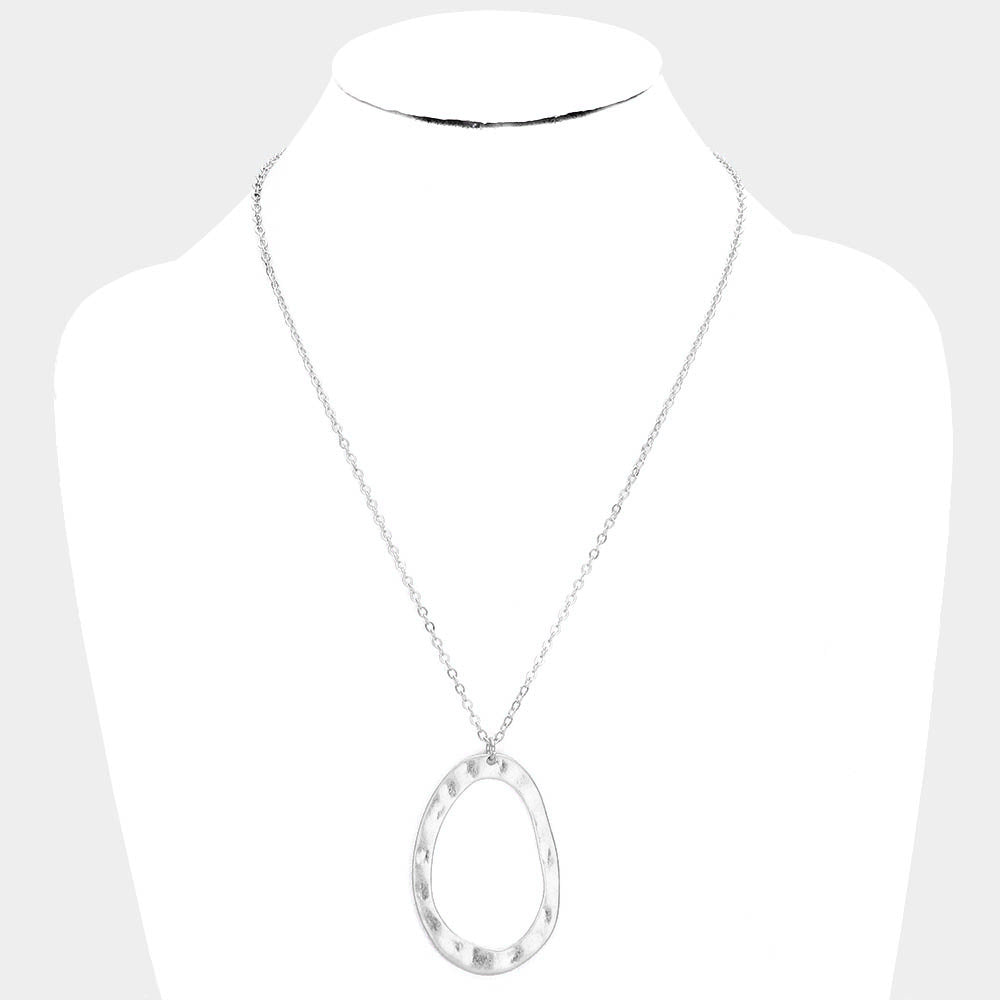 Hammered Oval Necklace |2 colors|