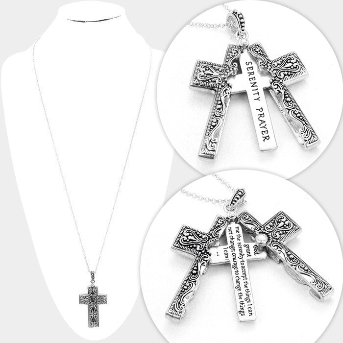 Serenity Prayer Locket Pendant Necklace