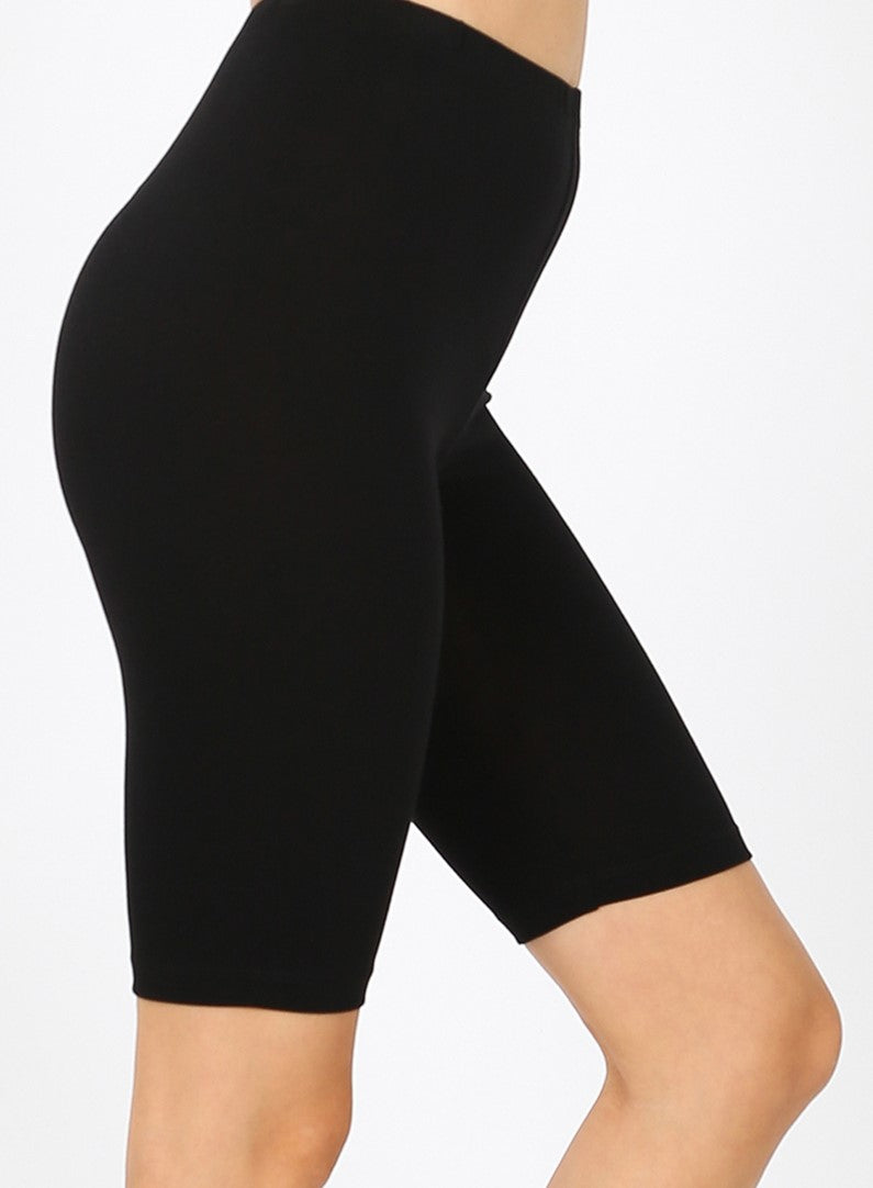 Basic Black Bermuda Cotton Bike Shorts for Women