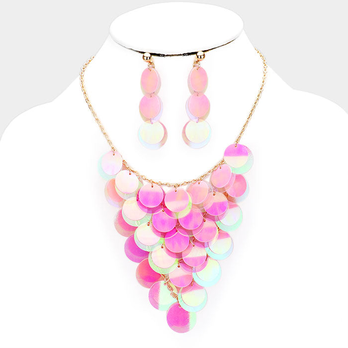 Mermaid Sequin Necklace & Earring Set