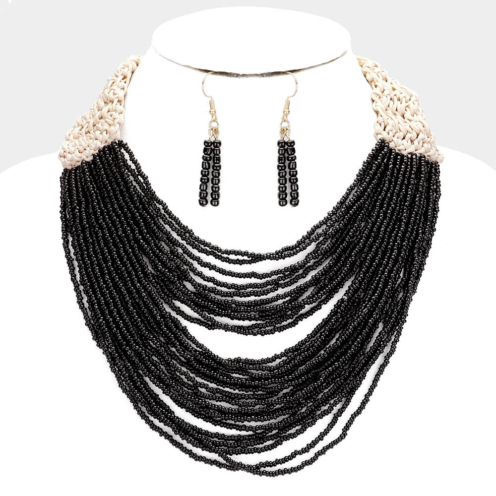 Bead Necklace & Earring Set |4 colors|