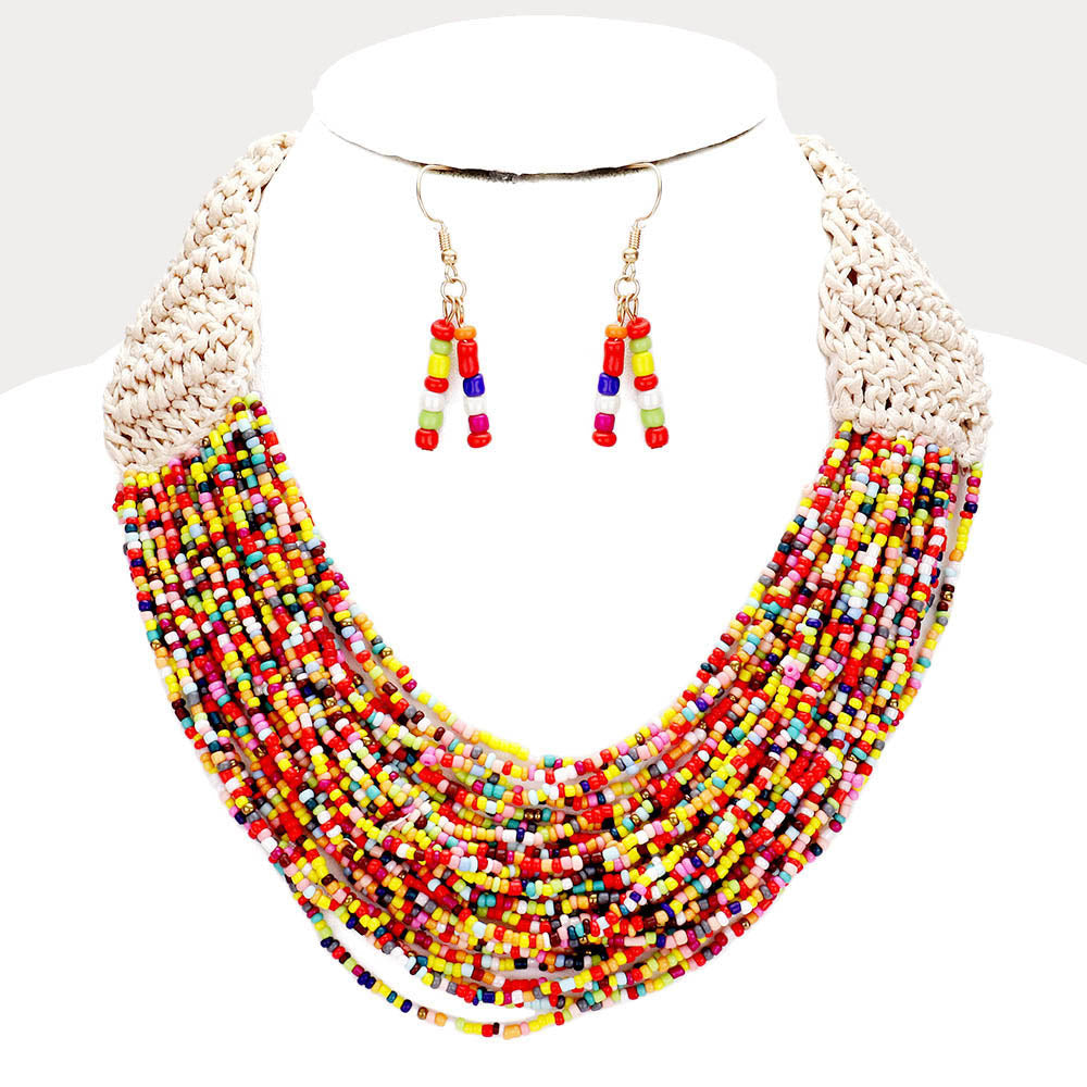 Bead Necklace & Earring Set |4 colors|