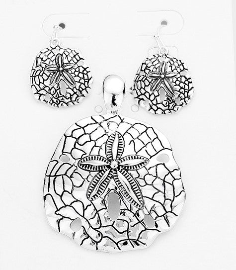 Sand Dollar Pendant & Earring Set