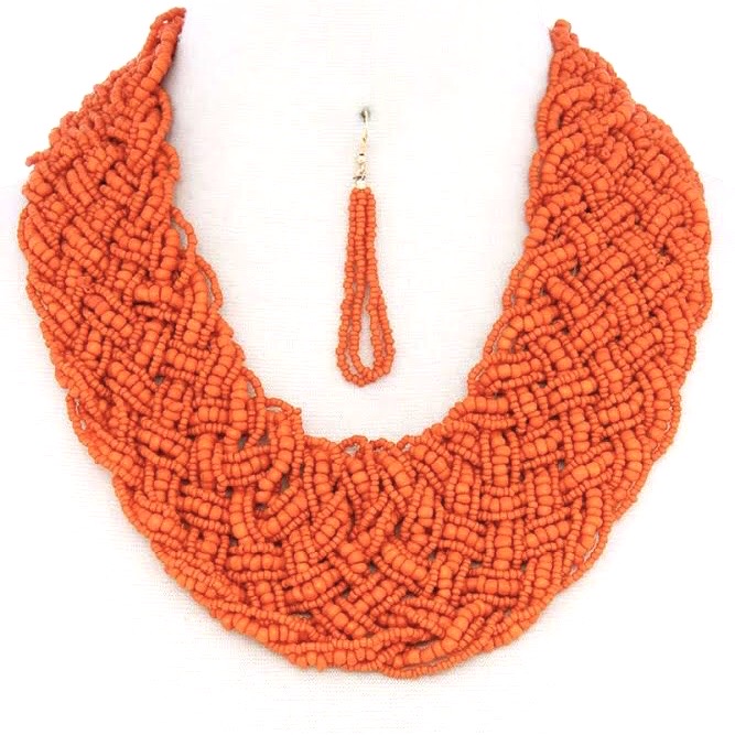 Braided Bead Necklace & Earring Set |6 colors|
