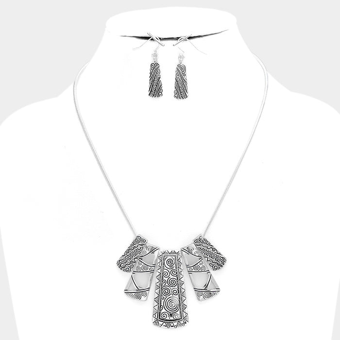 Tribal Scroll Necklace & Earring Set