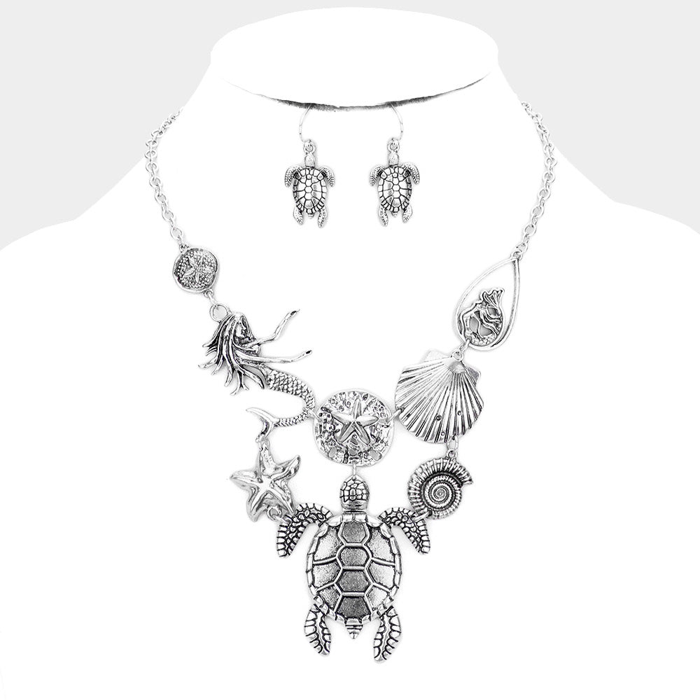 Sea Life Necklace & Earring Set |2 colors|