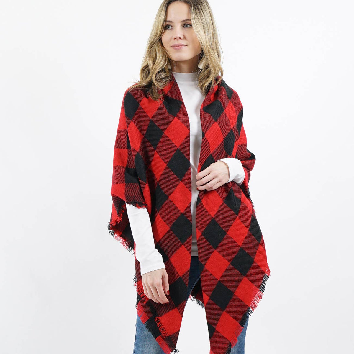scarf, red, plaid, cold, winter, women, clothing, fashion