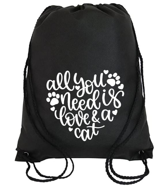 Cinch Bag: All You Need is Love & a Cat