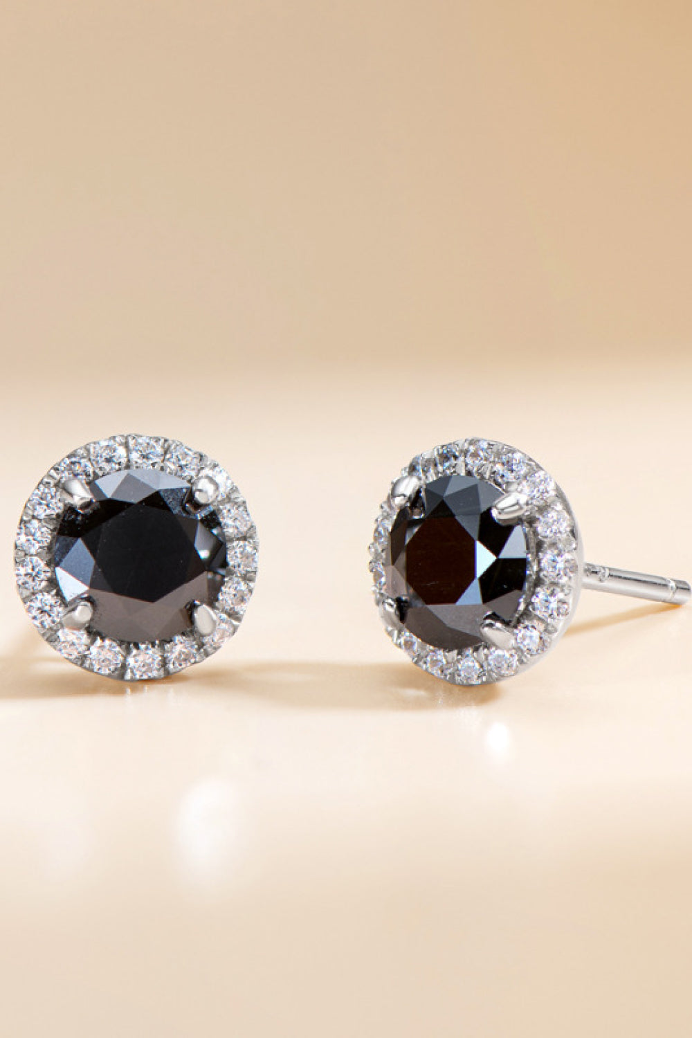 Two-Tone 4-Prong Black Moissanite Stud Earrings