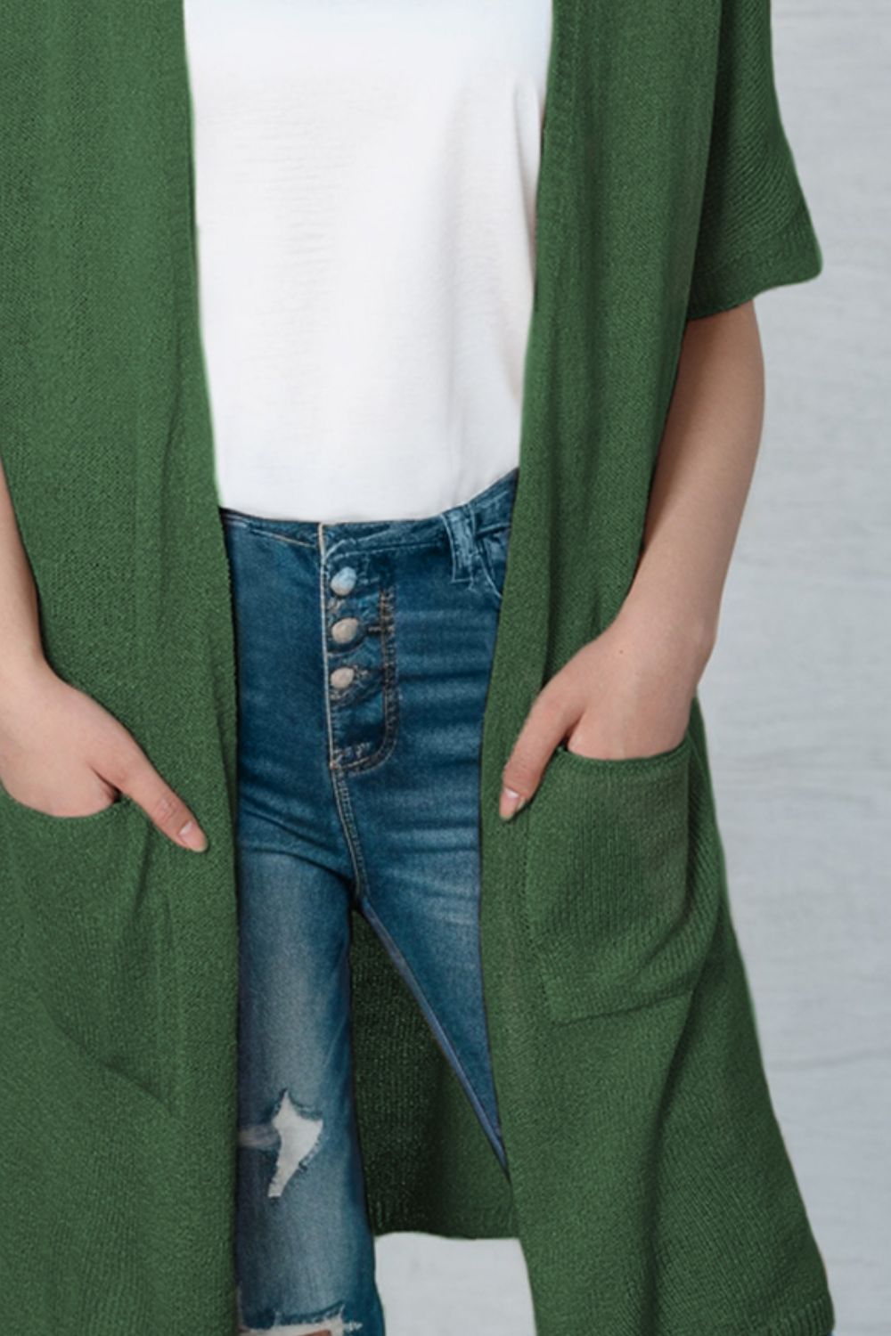 Shyla Short Sleeve Cardigan with Pockets