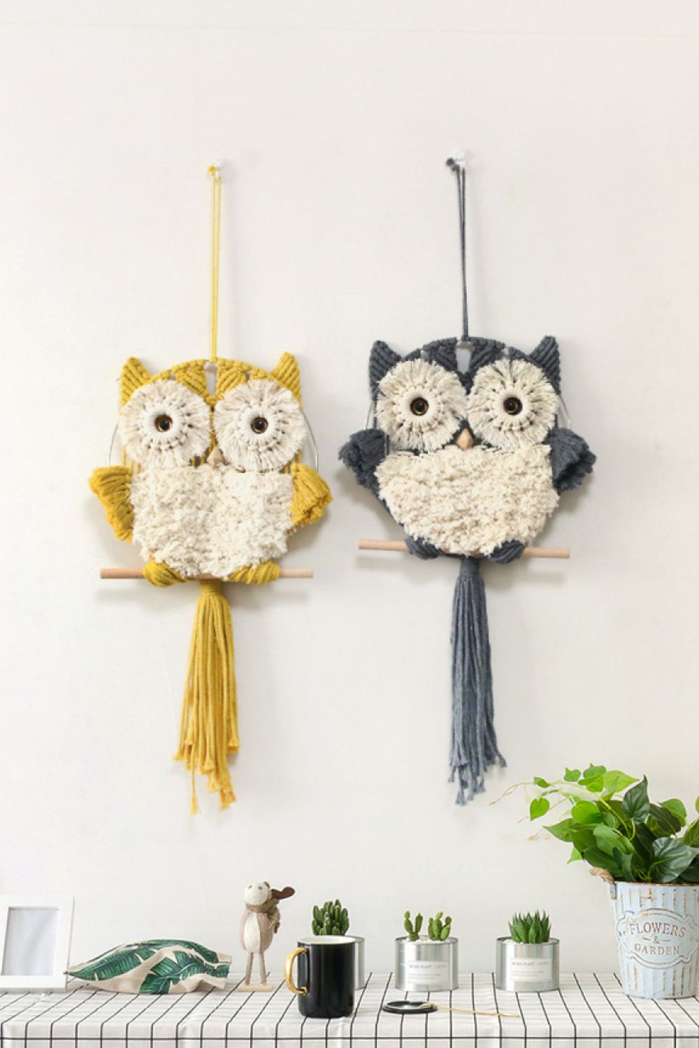 Hand-Woven Tassel Owl Macrame Wall Hanging | 2 Colors |