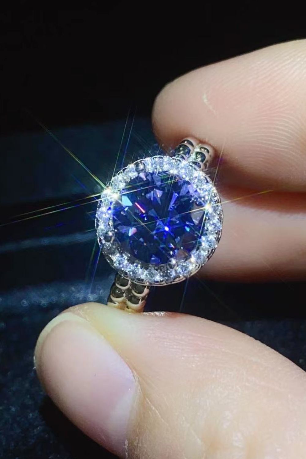 Let It Go 2 Carat Blue Moissanite Ring