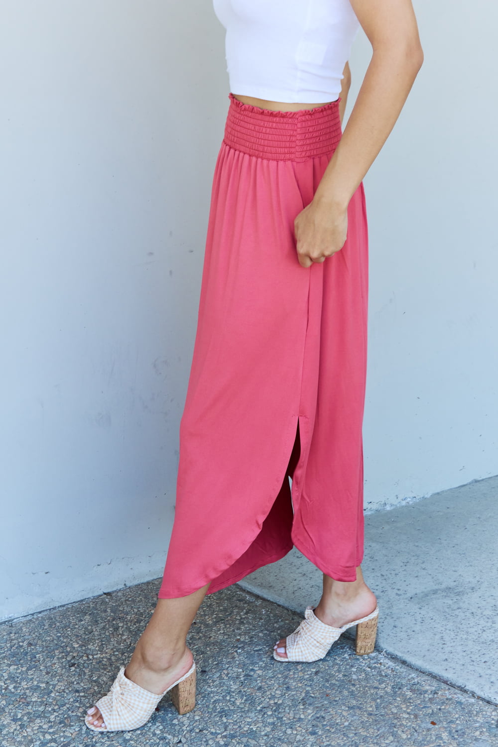 Comfort Princess Scoop Hem Maxi Skirt in Hot Pink