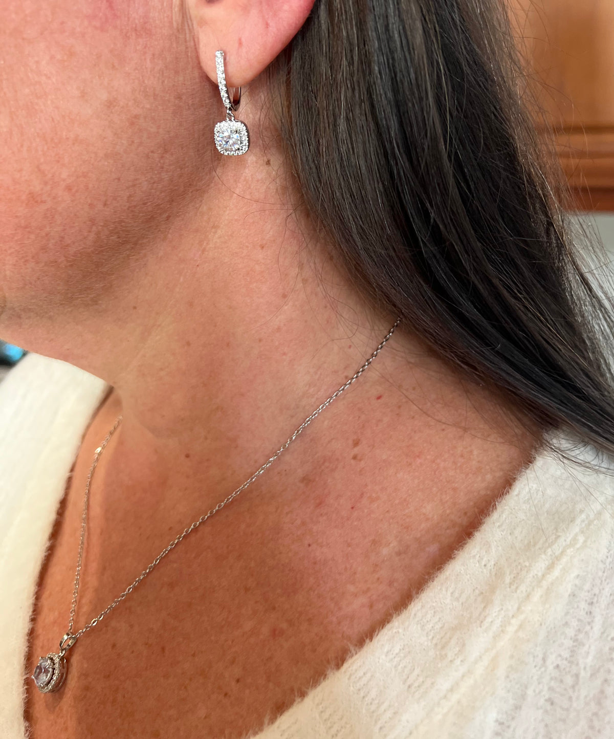Eleanor English Lock Embraced Solitaire Drop Earrings