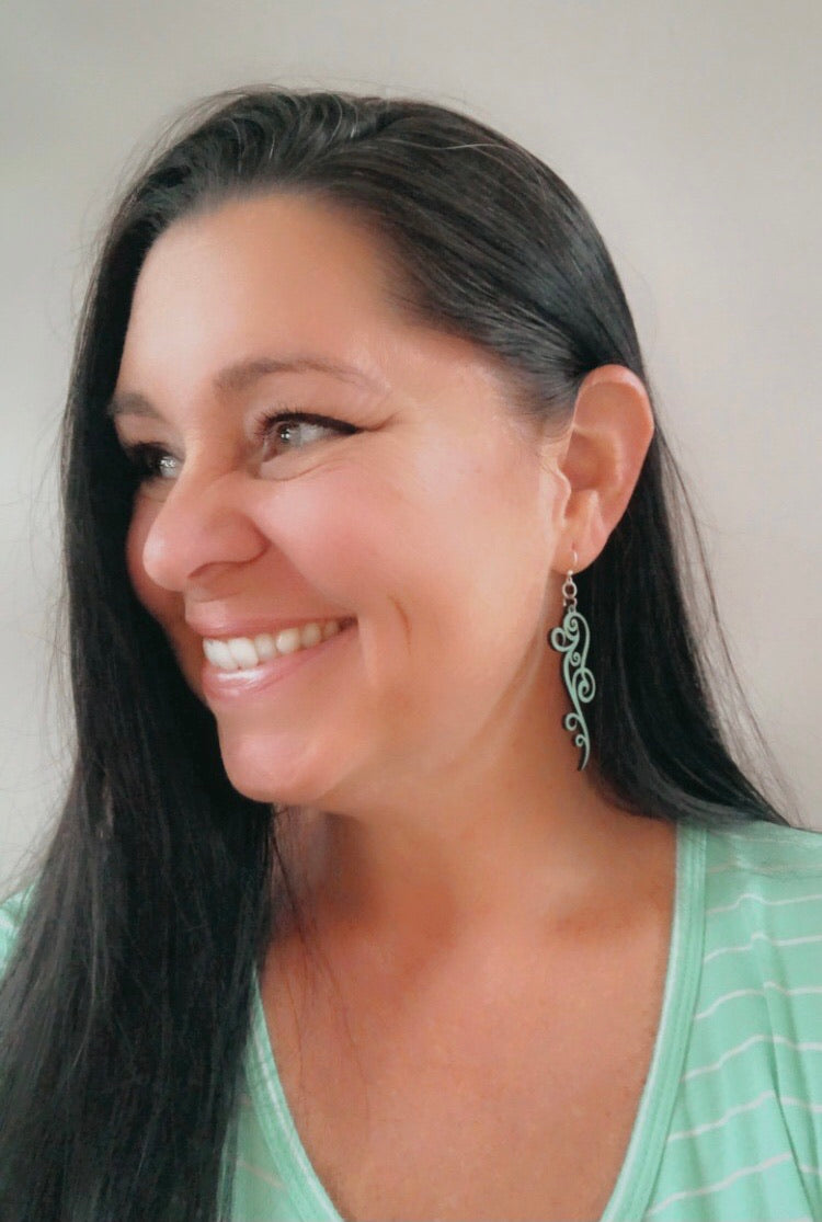 Wooden Ornate Scroll Earrings | 4 colors |