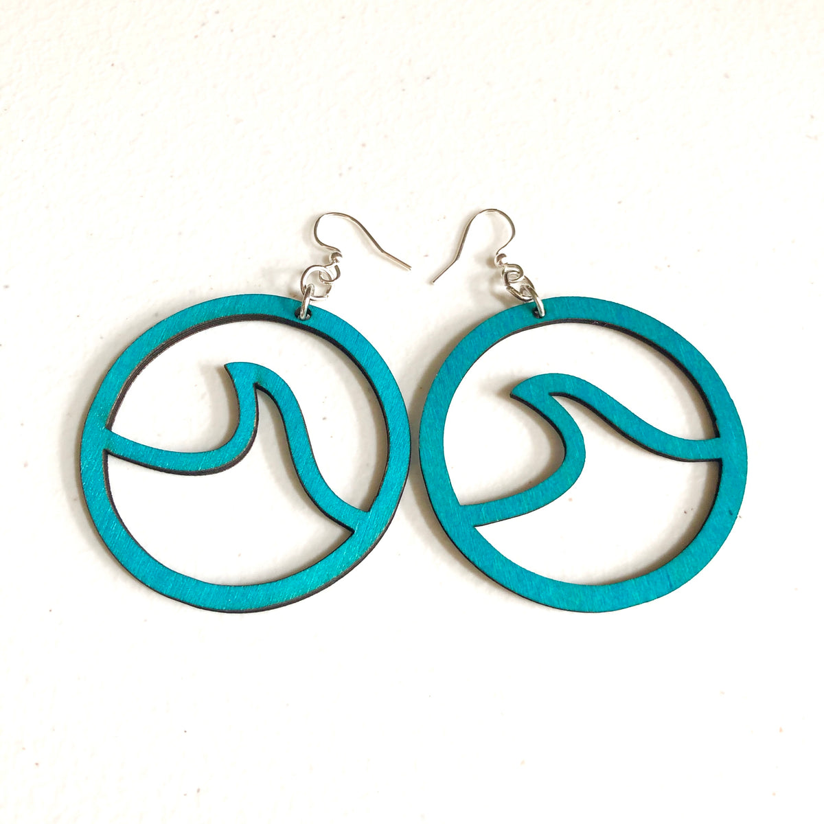 Wooden Wave in Circle Earrings