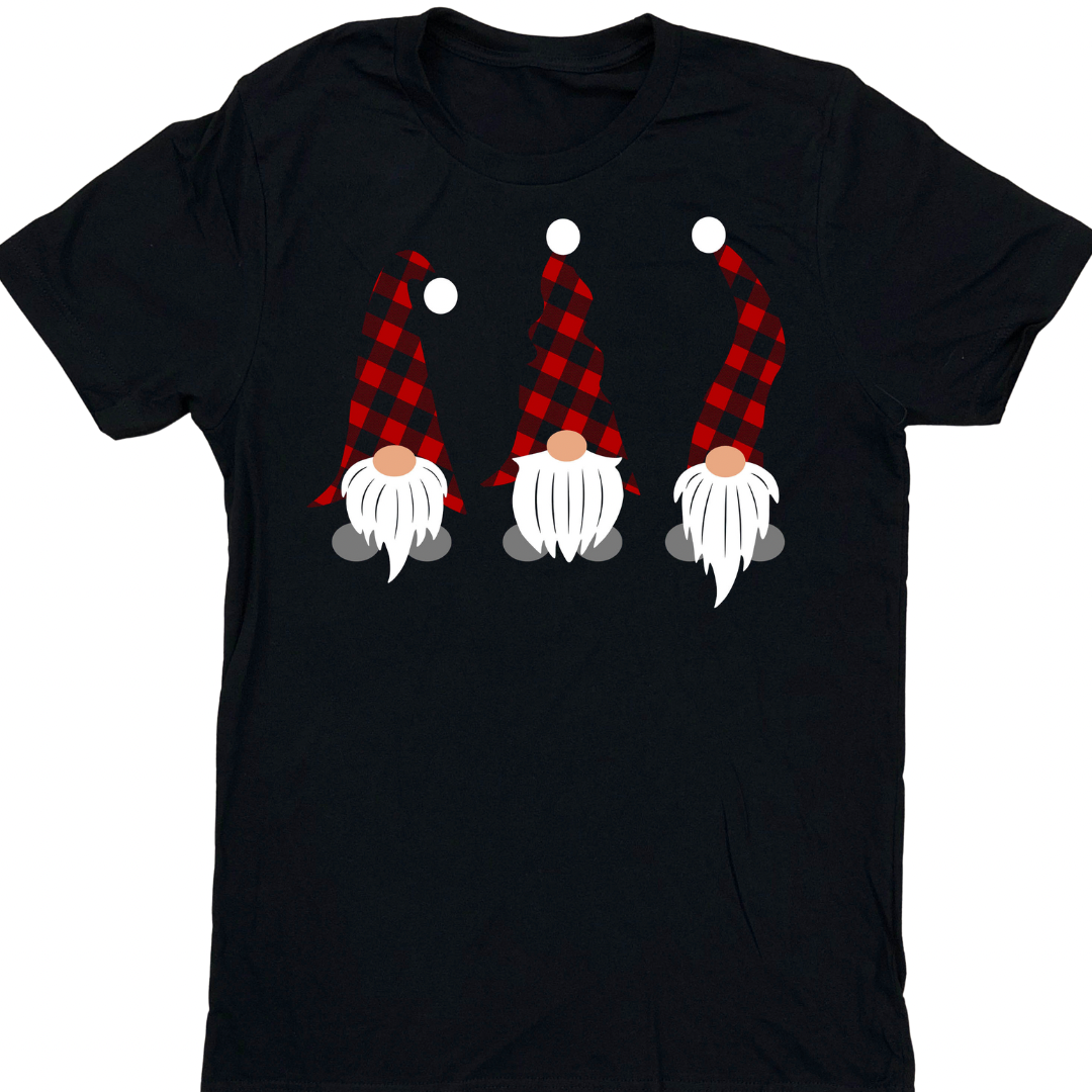 LAST ONE sz LARGE Plaid Gnomes Graphic Tee