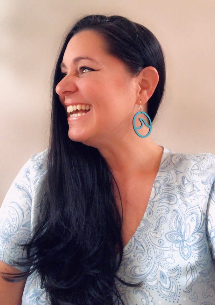 Wooden Wave in Circle Earrings
