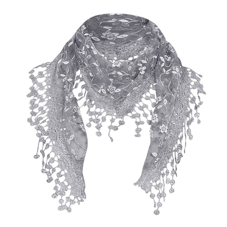 Embroidered Floral Triangle Scarf |4 colors|