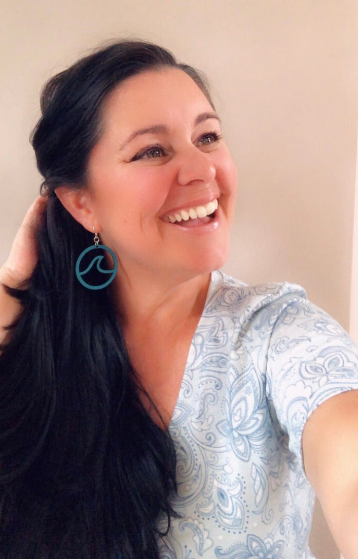 Wooden Wave in Circle Earrings