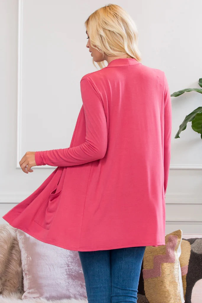 Carmine Long Sleeve Cardigan with Pockets