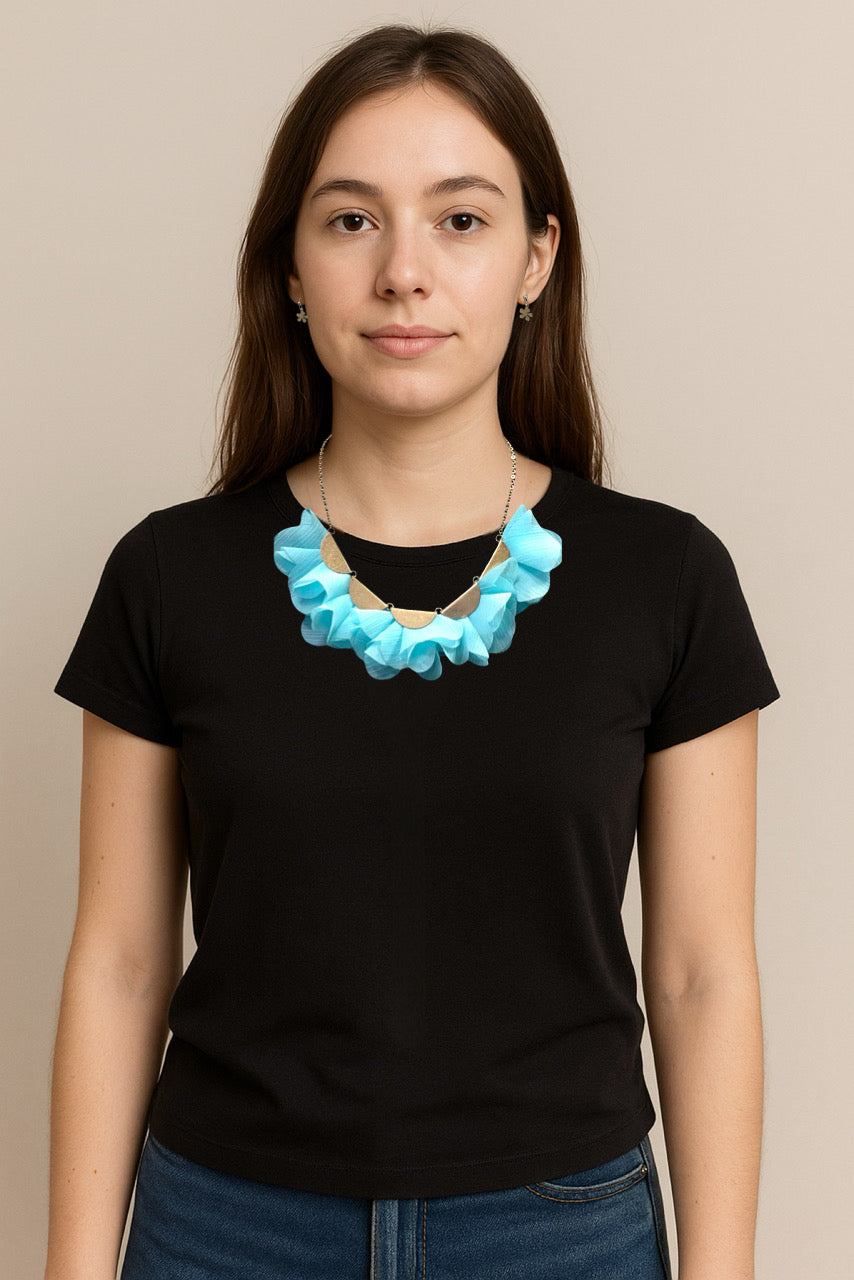 Linen Floral Petals Necklace & Earring Set |2 colors|