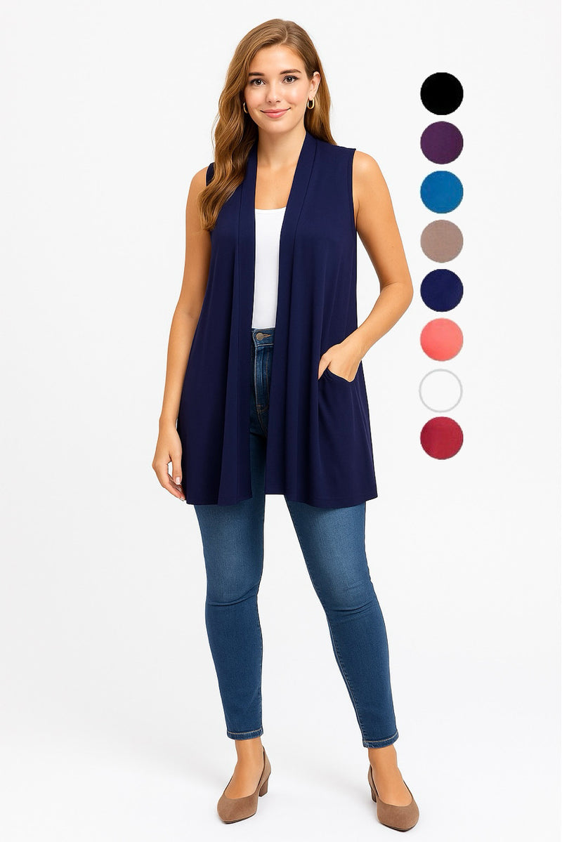 Jo Sleeveless Tank Vest with Pockets
