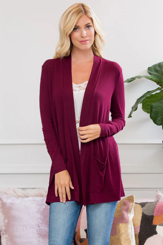 Carmine Long Sleeve Cardigan with Pockets