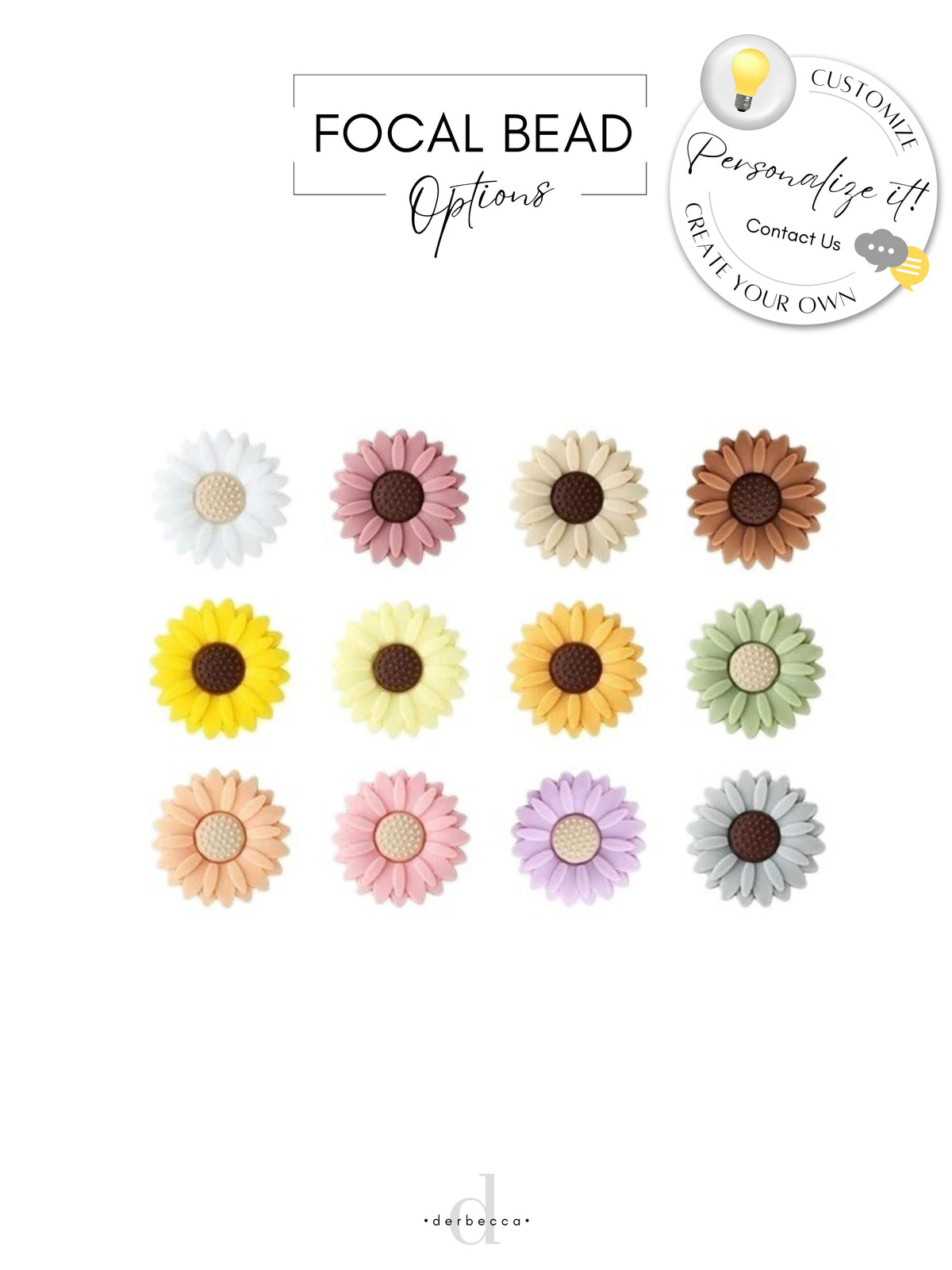 Color Options for the Sunflower Daisy Focal Bead