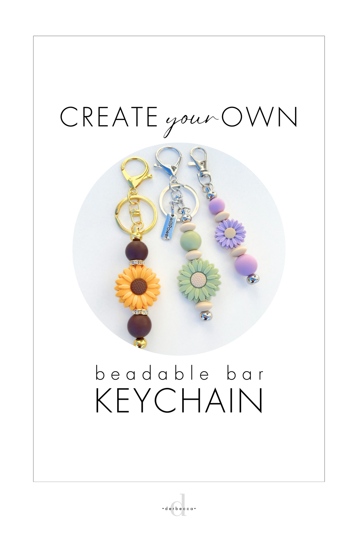 Create Your Own Beadable Bar Keychain with Silicone Focal and Accent Beads 12mm & 15mm rhinestone spacers tassels charms lobster claw clasps hardware