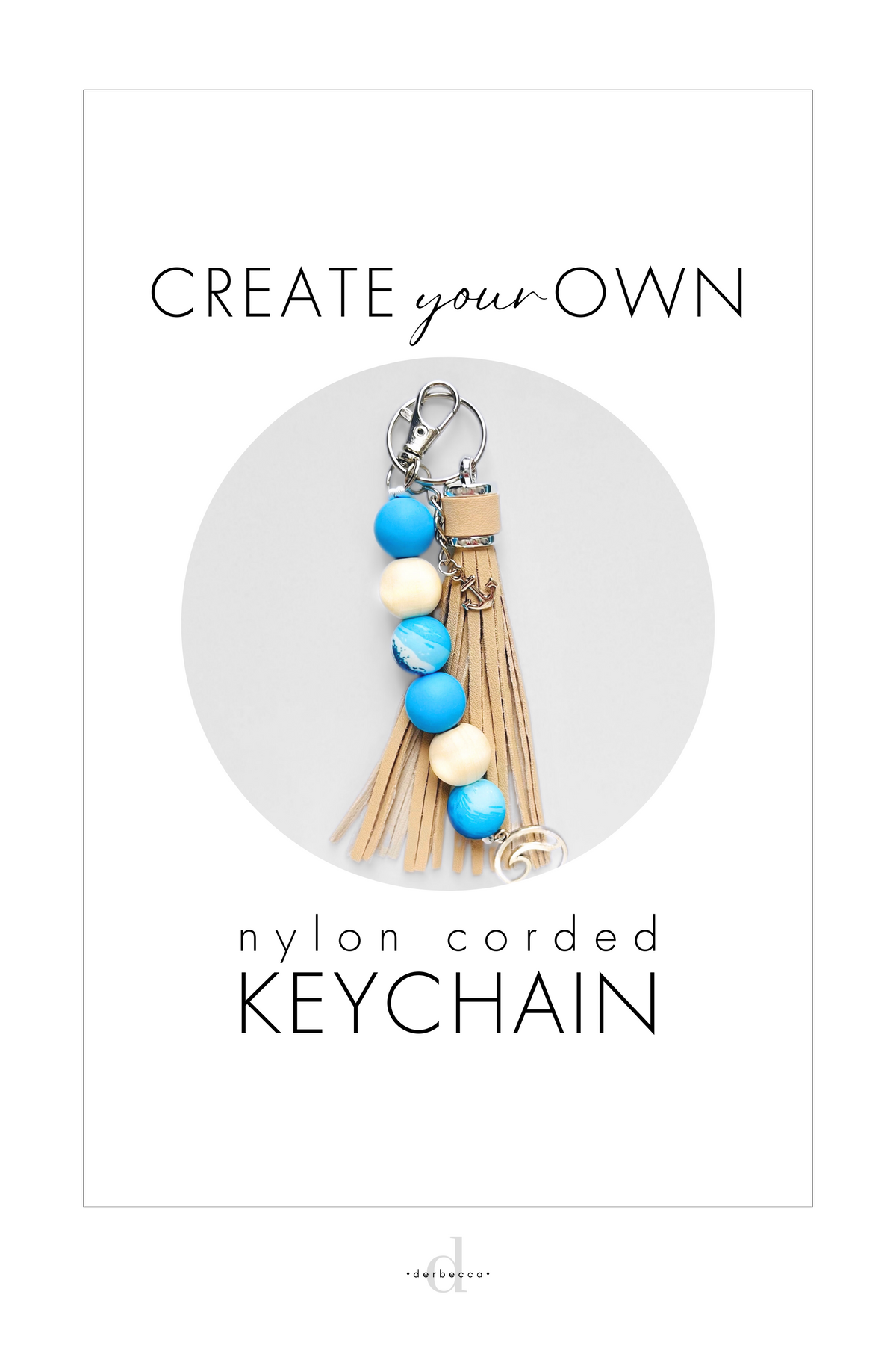 Create Your Own Nylon Cord Keychain with Silicone Focal and Accent Beads 12mm & 15mm rhinestone spacers tassels charms lobster claw clasps hardware vegan faux leather & suede tassels silver & gold jewelry charms