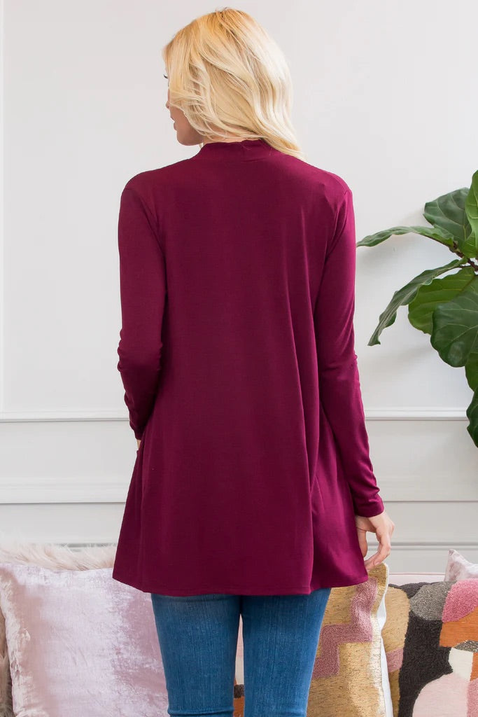 Carmine Long Sleeve Cardigan with Pockets