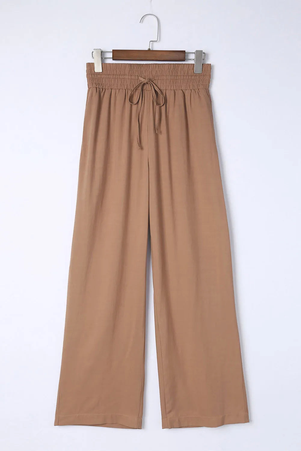 Women's Everyday Casual Pants | Heidi Drawstring Wide Leg Pant available in 3 colors: Black, Coffee Brown, and Deep Teal Blue. Elastic Comfort Stretch Drawstring Waist, Straight Wide Leg
