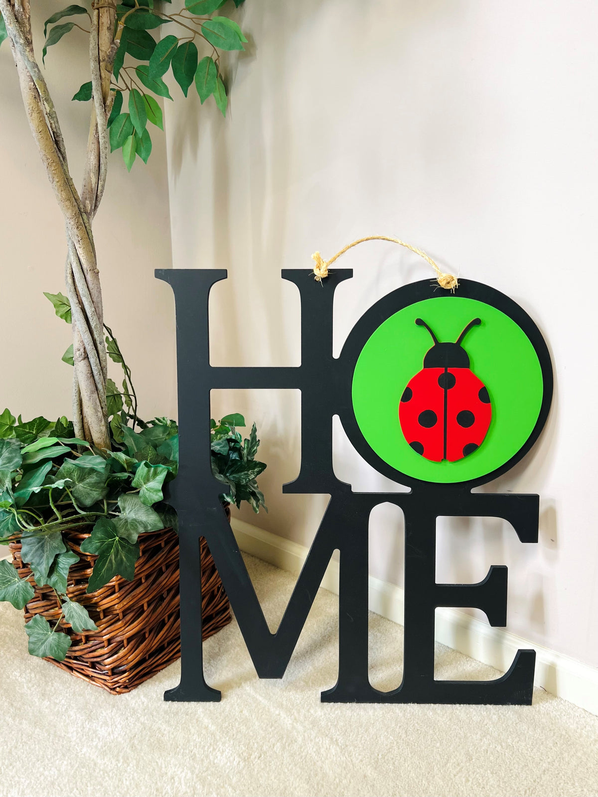 Front Door Decor Country Home Porch Decoration Interchangeable Home Sign Wall Hanging Decor Door Hanger Decoration HOME Ladybug Lady Bug