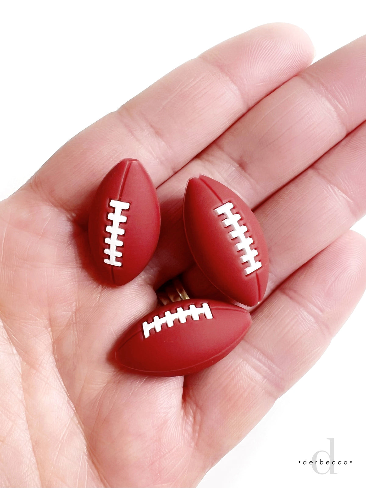 3D football silicone bead squishy rubber charm for DIY project like keychains, lanyards, baby toys and teethers, etc.