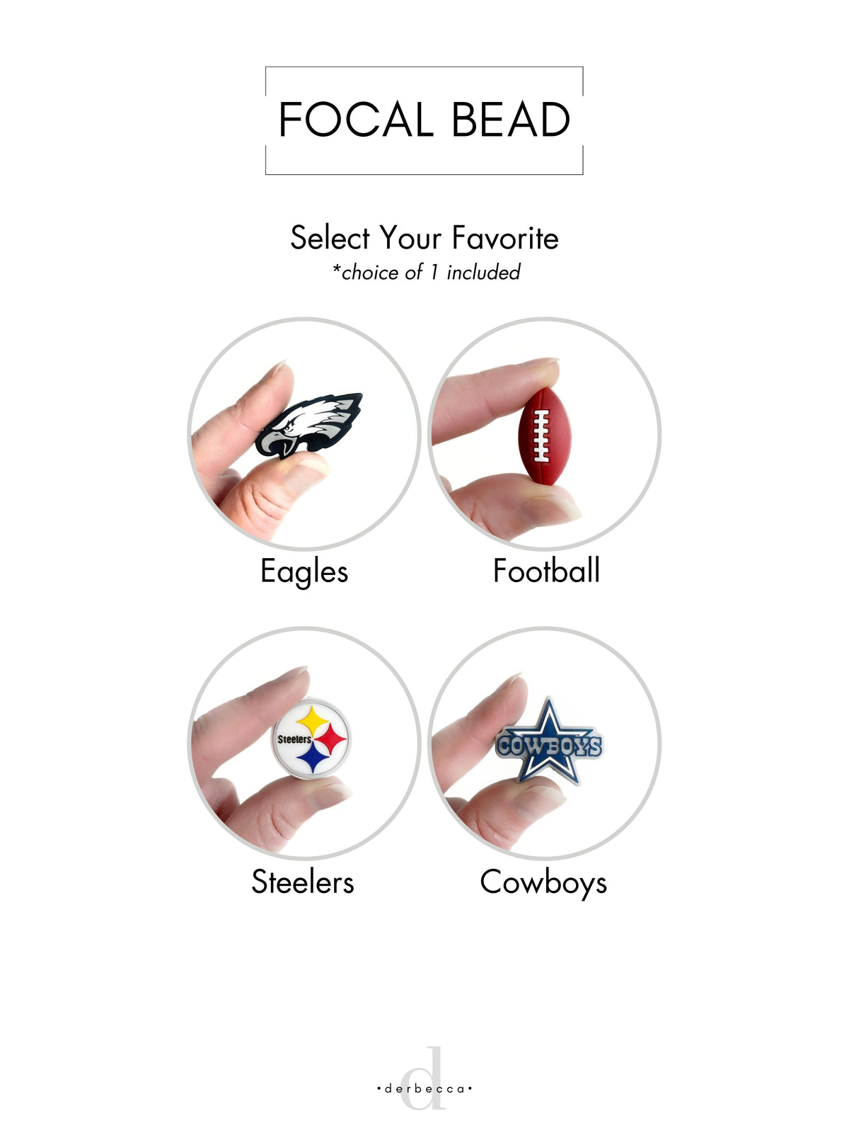 Rubber Bead Sports Teams Football Philly Eagles, Pitt Steelers, Dallas Cowboys, squishy soft beads
