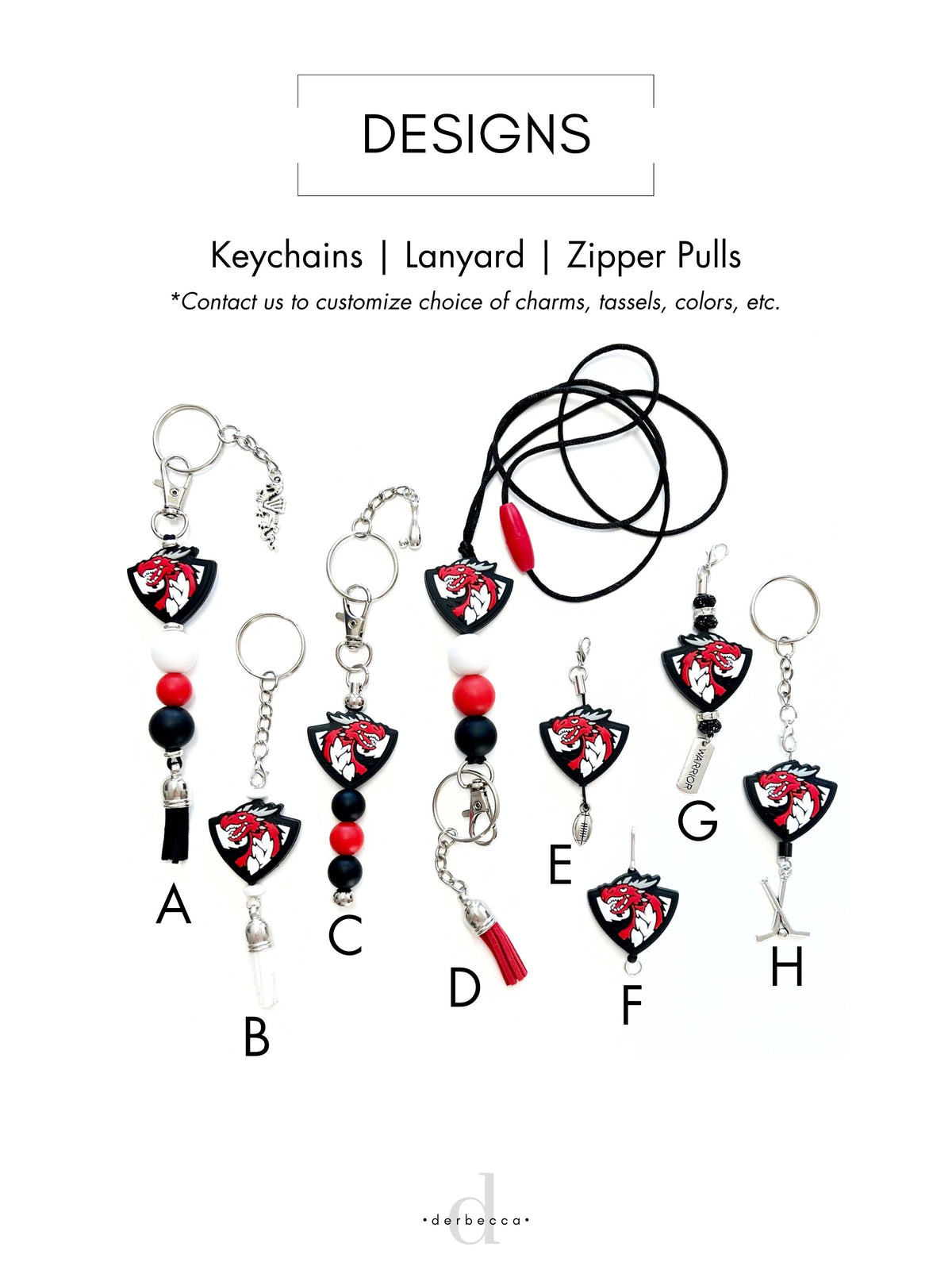 Keychain, Lanyard, Zipper Pull Designs for Dragon Accessory