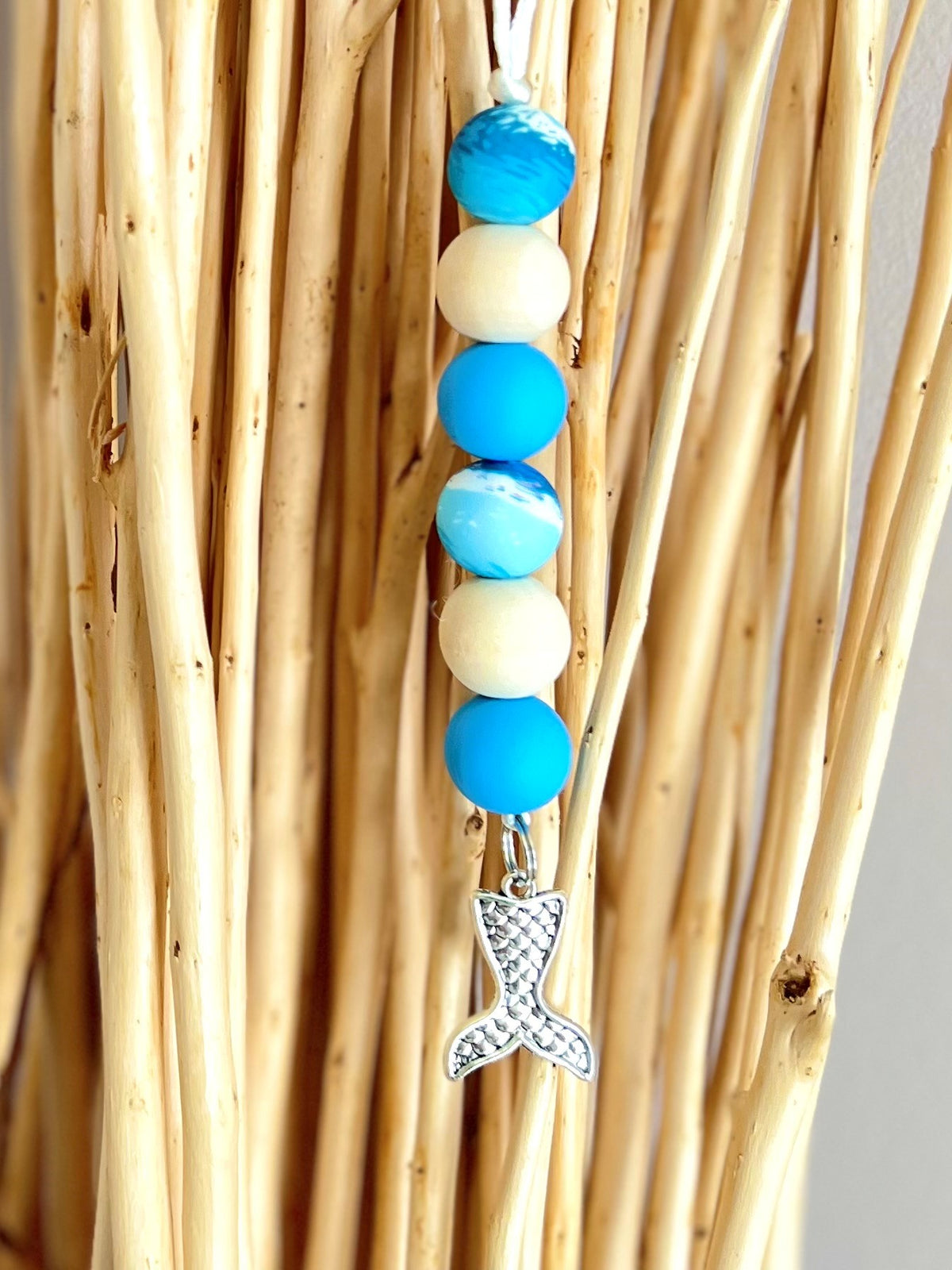 Summertime Accessory with Silicone & Wooden Beads and Metal Jewelry Charm