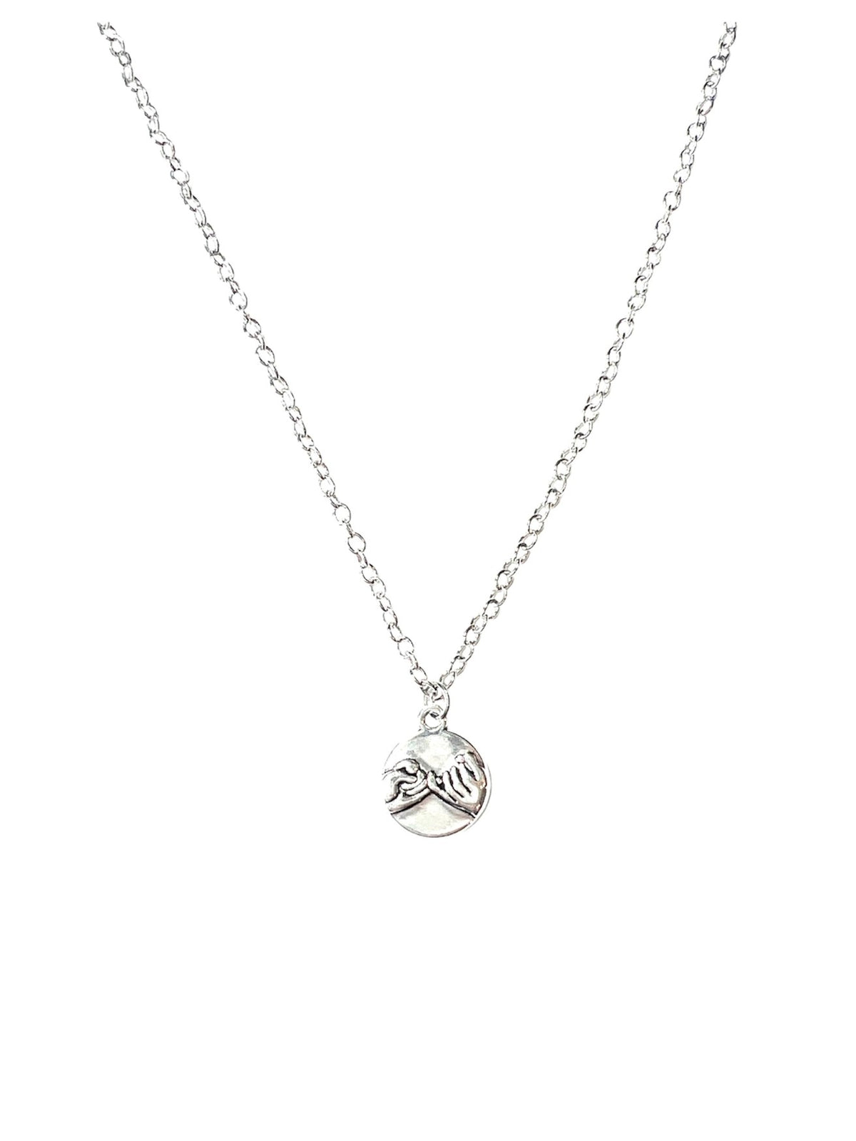 Commitment Necklace Gift with Pinky Promise Pendant Charm round silver