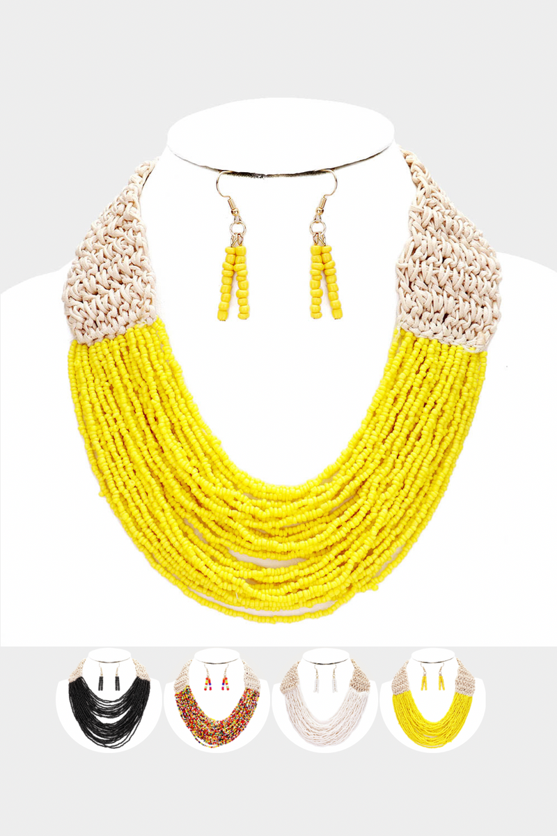 Bead Necklace & Earring Set |4 colors|