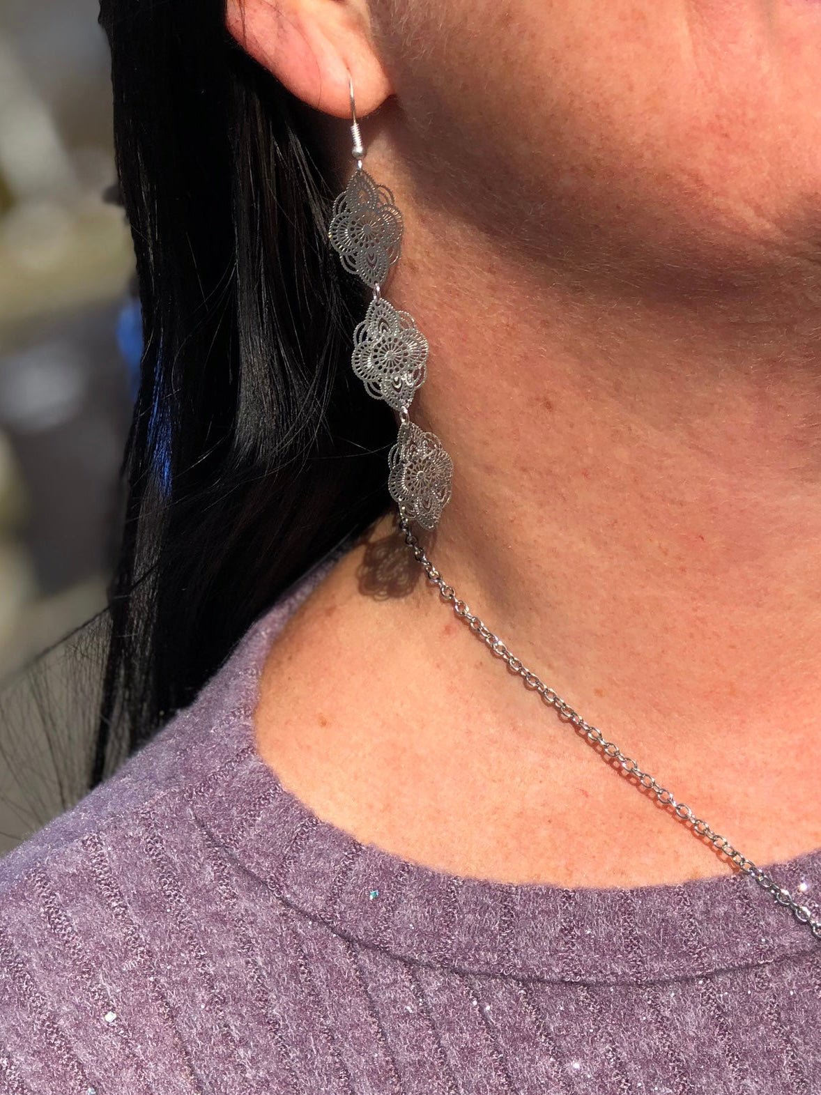 Cascading Lace Silver Earrings