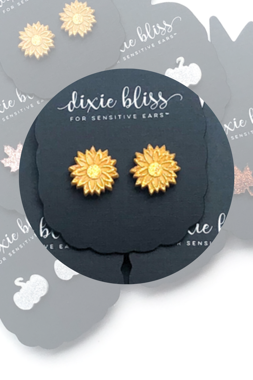 Hypoallergenic Earrings for Sensitive Ears. Made in the USA by a woman-owned company Dixie Bliss Earrings Brand. Safe Earrings. Autumn Things. Pumpkin, Maple Leaf, Sunflower Earrings Fall Jewelry