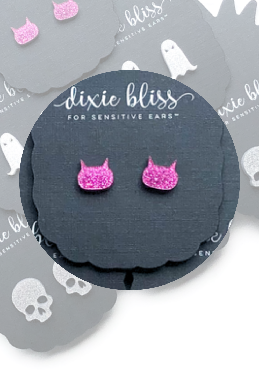 Hypoallergenic Earrings for Sensitive Ears. Made in the USA by a woman-owned company Dixie Bliss Earrings Brand. Safe Earrings. Halloween Ghost & Skull Earrings