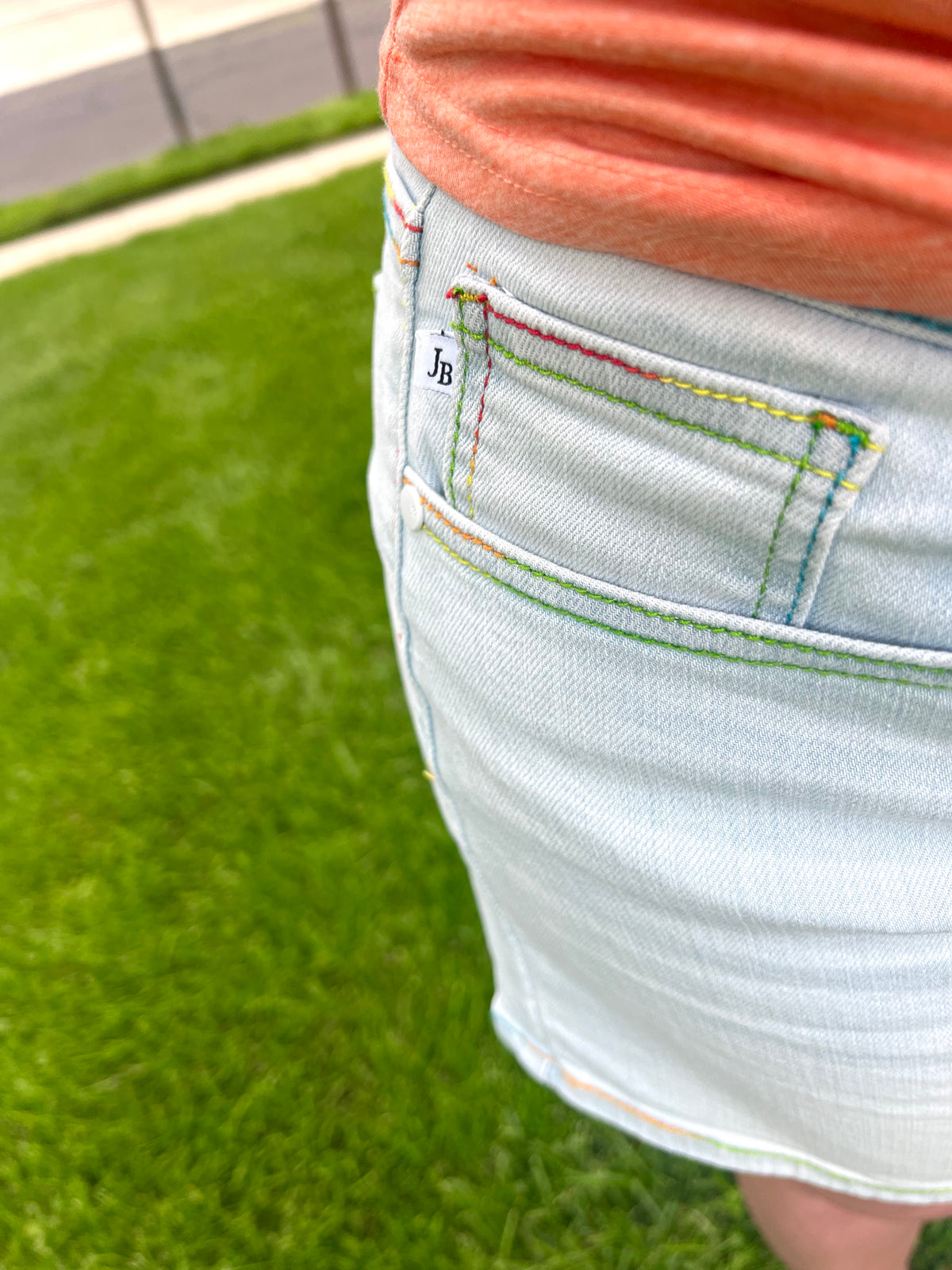 Judy Blue Rainbow Stitching Denim Shorts