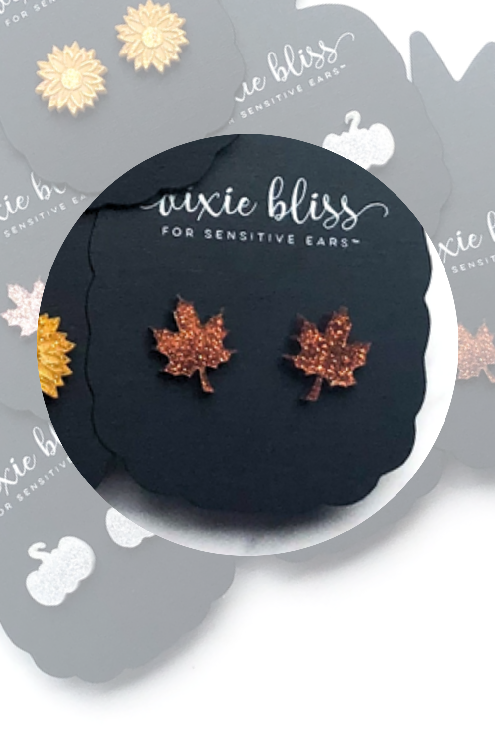Hypoallergenic Earrings for Sensitive Ears. Made in the USA by a woman-owned company Dixie Bliss Earrings Brand. Safe Earrings. Autumn Things. Pumpkin, Maple Leaf, Sunflower Earrings Fall Jewelry